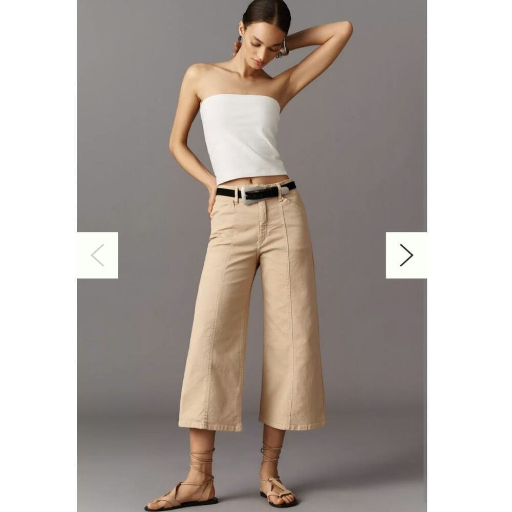 Anthropologie Maeve Delaney Crop Seamed‎ High-Rise Wide-Leg Jeans Size: 32